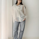 Scarf Collar Shirt- Of white