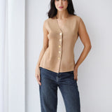 Vogue Sleek Vest-Beige