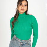 High neckline top - green