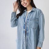 Longline Denim Shirt- light blue