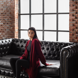 Oversized Longline Cardigan-Burgundy