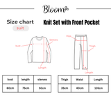 Knit Set with Front Pockets- Burgundy