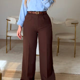 Wide Leg pants-Brown