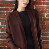 Oversized Longline Cardigan-Brown