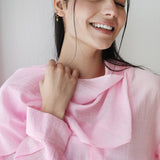 Scarf Collar Shirt- pink