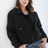 cropped trench coat - Black