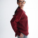 The Lace Sweater-Burgundy