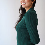 Grace Collar Knit top in olive