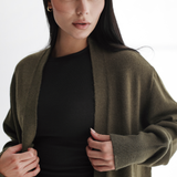 Oversized Longline Cardigan-Olive