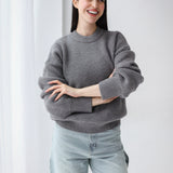 Soft Rib Knit Sweater- Gray