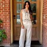 Sleeveless set in beige