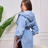 hooded denim jacket - Light blue