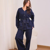 Dark-wash v-denim set
