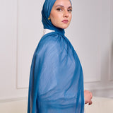 PLAIN CHIFFON SCARF-BLUE