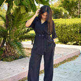 Short sleeve set in black