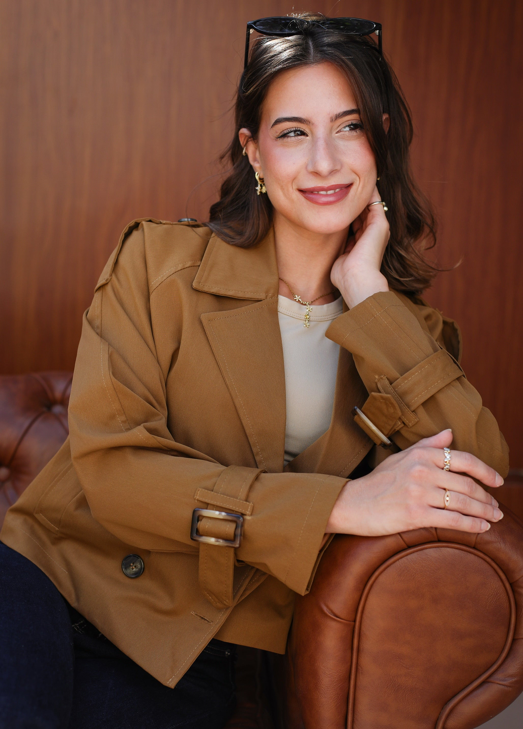 Cropped trench coat