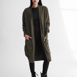 Oversized Longline Cardigan-Olive