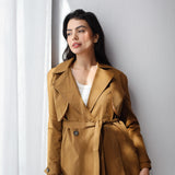 Half Trench coat in havana brown
