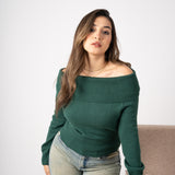 off-shoulder long sleeve top