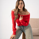 off-shoulder long sleeve top