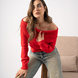 off-shoulder long sleeve top