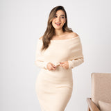 Off-shoulder roll collar dress