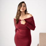 Off-shoulder roll collar dress