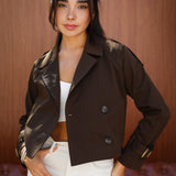 Cropped trench coat - Brown