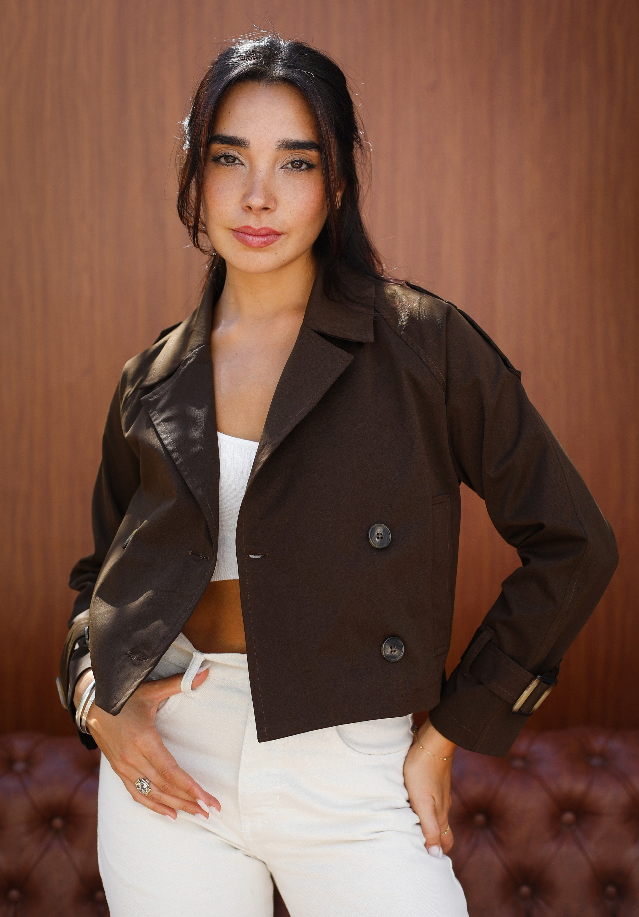Cropped trench coat