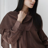 Scarf Collar Shirt- Brown