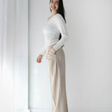 Loose Fit Pants-Light beige