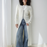 Longline Knit Cardigan-Off Whit