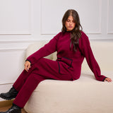 Knit Set with Front Pockets- Burgundy