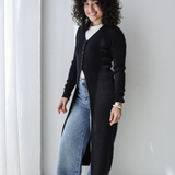 Longline Knit Cardigan-Black