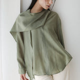 Scarf Collar Shirt- Olive