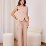 Sleeveless classic set-Beige