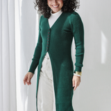 Longline Knit Cardigan-Olive