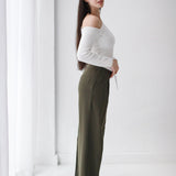 Loose Fit Pants-Olive