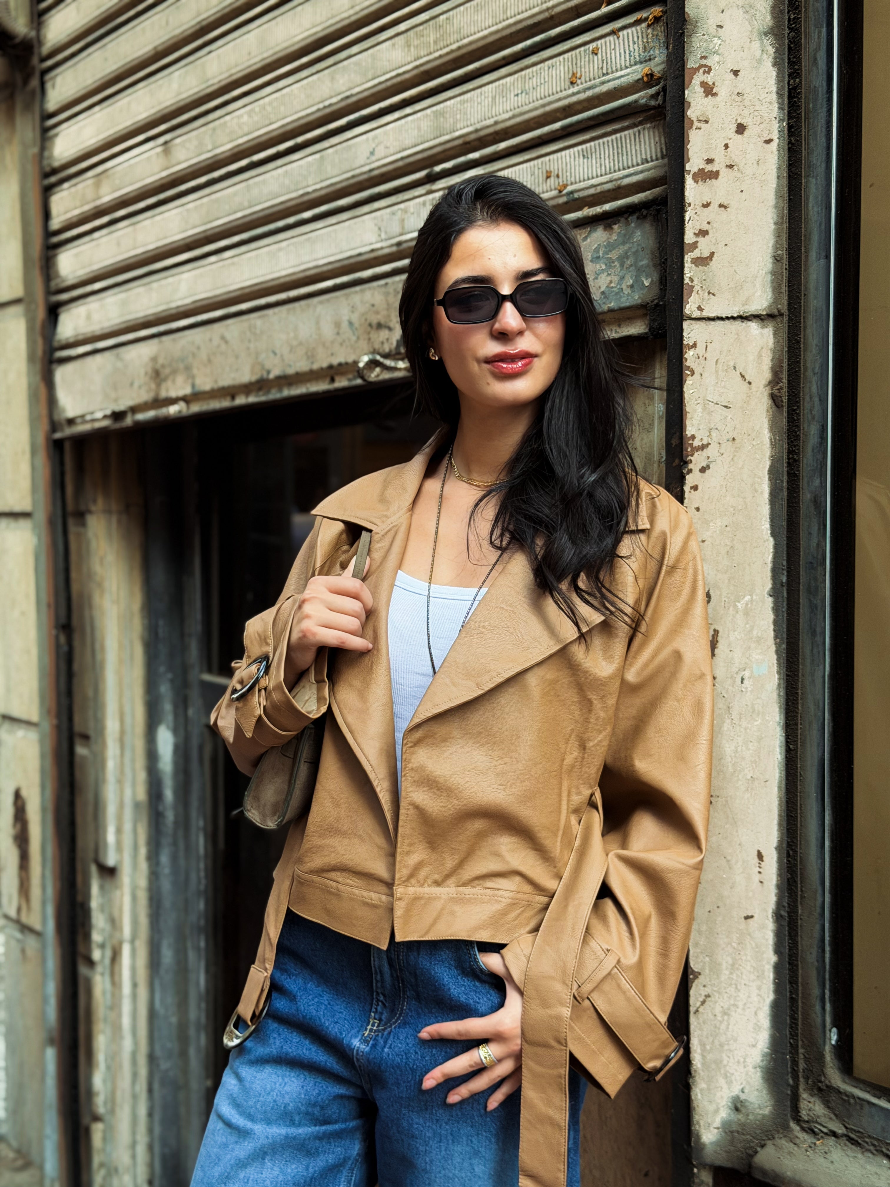 Downtown Leather Jacket-Brown