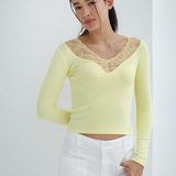 Lace V-Neck Long Sleeve Top