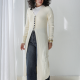 Longline Knit Cardigan-Cream