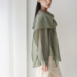 Scarf Collar Shirt- Olive