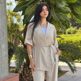 Short sleeve set in cream