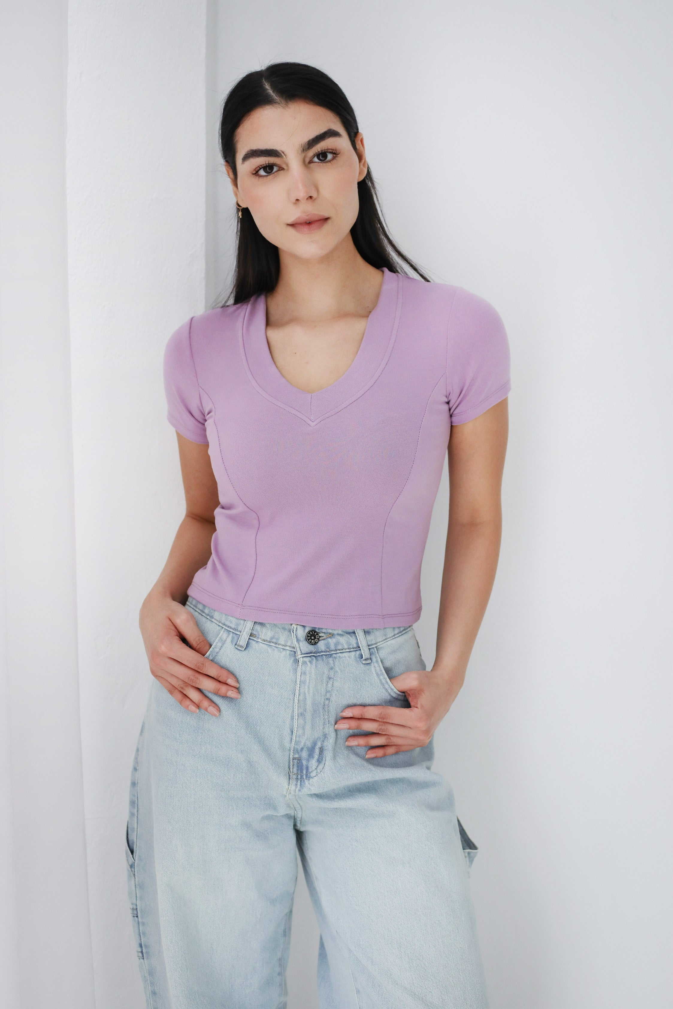 Short Sleeve V-Neck Top
