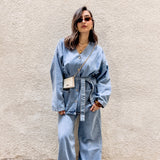 Light blue v-denim set