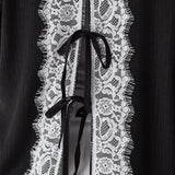 Open Back Lace Shirt- Black