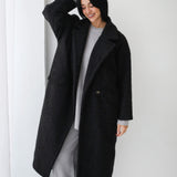 Teddy Long Coat in black