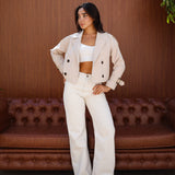 Cropped trench coat - beige