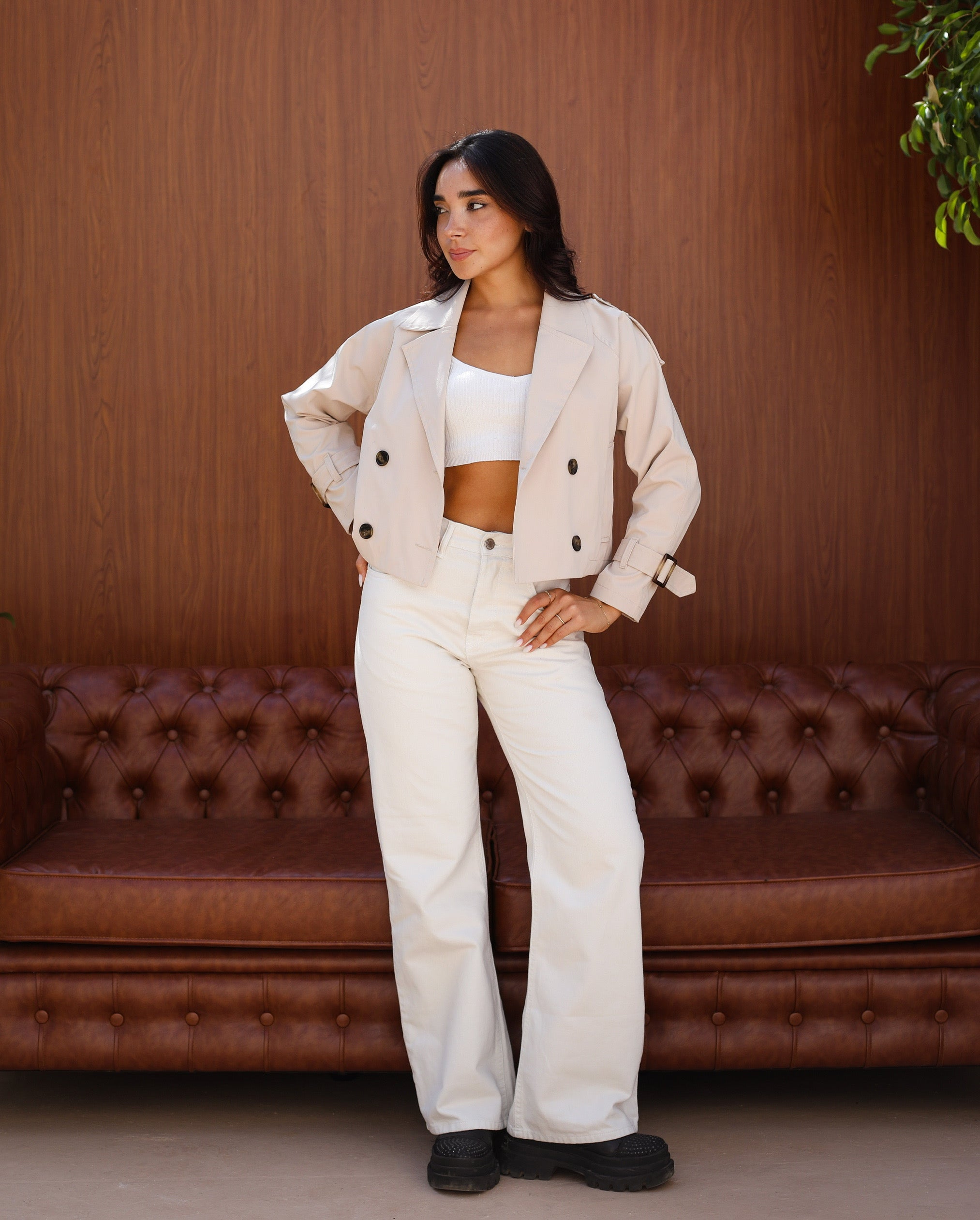Cropped trench coat