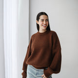 Soft Rib Knit Sweater- Brown